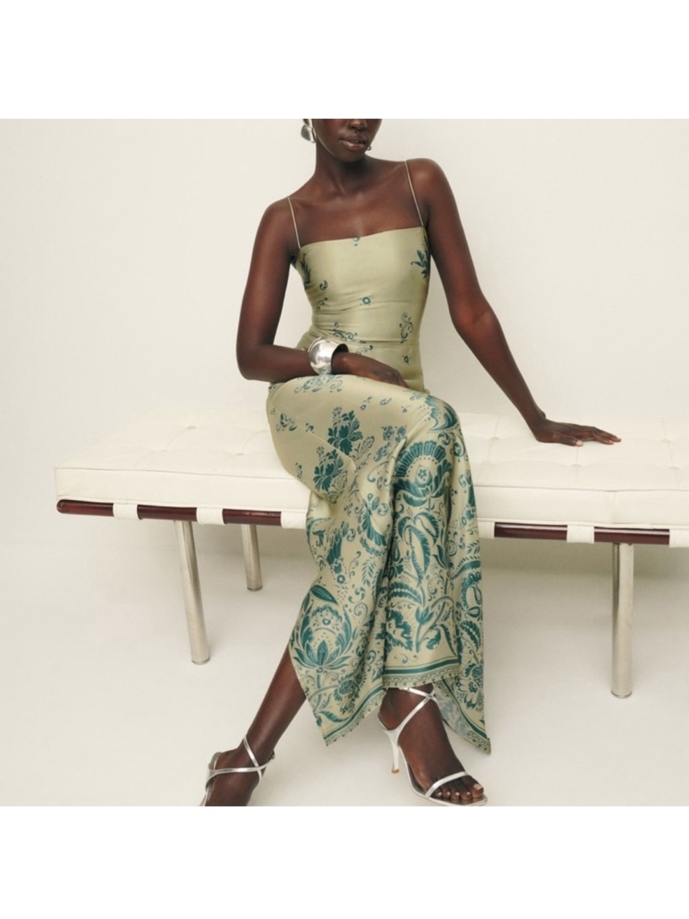 NWT Reformation Frankie Silk Slip Dress in Sage